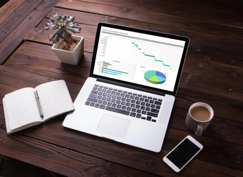 View of Excel project dashboard concept on the laptop / computer screen  Stock Photos