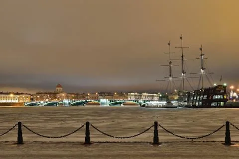 The view of the Exchange bridge and a Floating restaurant the flying Dutchman Stock Photos
