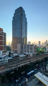 View of Exchange tower and traffic jam Stock Photos