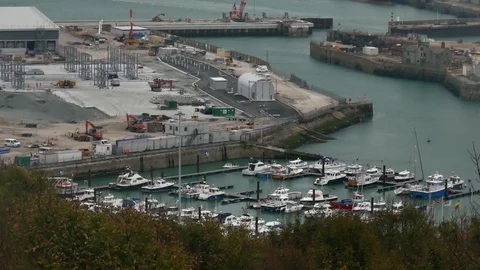 View of the expanding Dover Harbour’s western dock Stock Footage 102562329