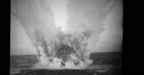 View of explosion in sea Stock Footage 43456967