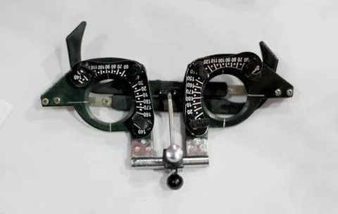 View of eye sight testing spectacles in a clinic Stock Photos
