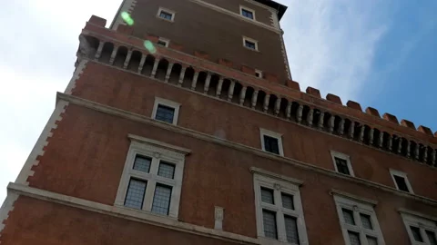 View on facade and tower of the Palazzo Venezia, Rome, Italy Stock Footage 156052400