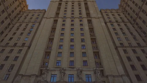 View of the facade. Bottom to Top. The image in the frame is symmetrical. 4K Stock Footage 106016776