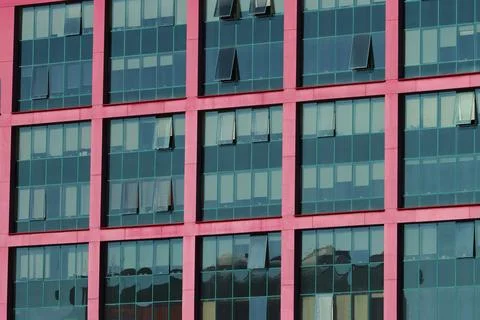 View of the facade of a building with large windows. 写真素材