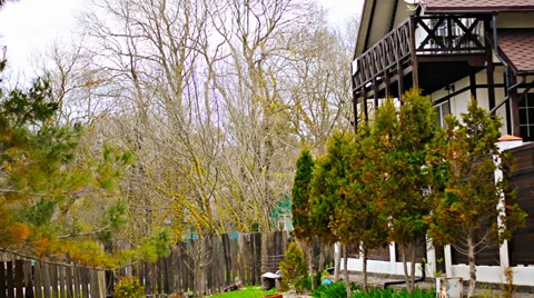 View of the facade of the house in spring Video stock 38281953