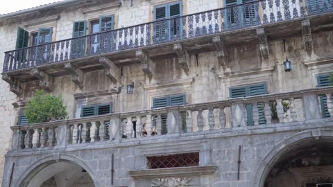 View of the facade of an old antique building Stock Footage 281972537