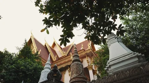 A view of the facade of a temple Stock Footage 132083424
