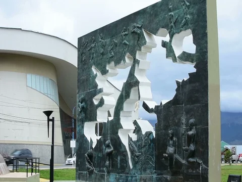 A view of the Falklands War Memorial in Ushuaia Stock Footage
