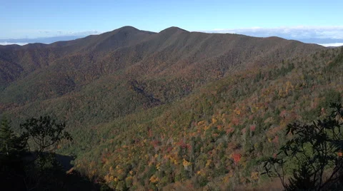 View of fall trees on mountains from blue ridge parkway, nc 库存影片 44348955