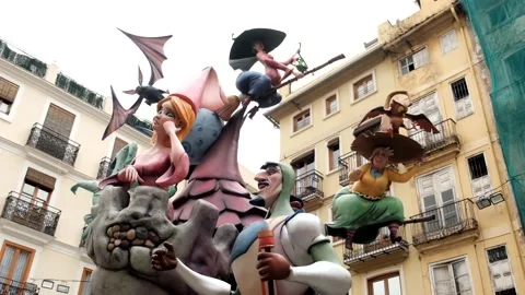 View of a Falla monument in Valencia, Spain. Video stock 172247407
