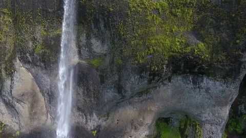 View of the falling water stream of the Icelandic waterfall. Andreev. Stock Footage 78510776