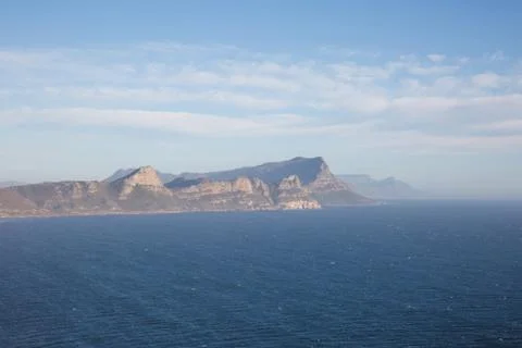 View of False Bay with cloudy sky Stock Photos