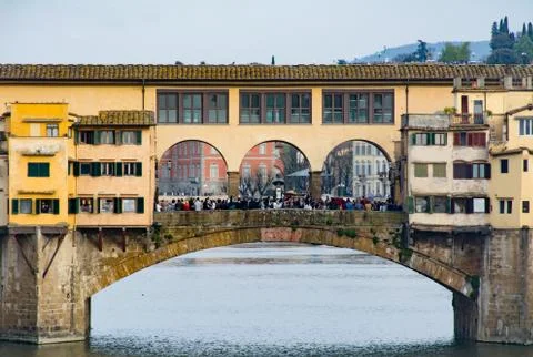 View of the famous bridge in Florence called "Ponte Vecchio". Stock Photos