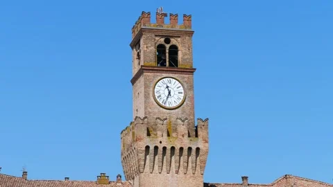 A view of a famous Giuseppe Verdi Square in Busseto, Parma Stock Footage 137464978