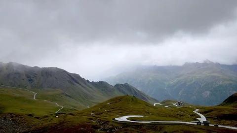 View to the famous Grossglockner High Alpine Road from the Hochtor mountain pass Stock Footage 76316970