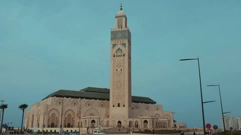 View of the famous Hassan II mosque in Casablanca, Morocco Stock Footage 201218190