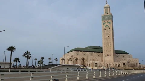 View of the famous Hassan II mosque in Casablanca, Morocco Stock Footage 201218407