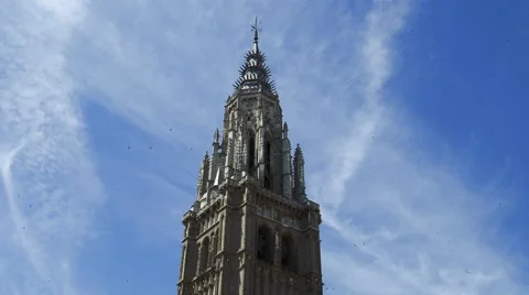 View of famous Primate Cathedral of Saint Mary of Toledo Stock Footage 68387177