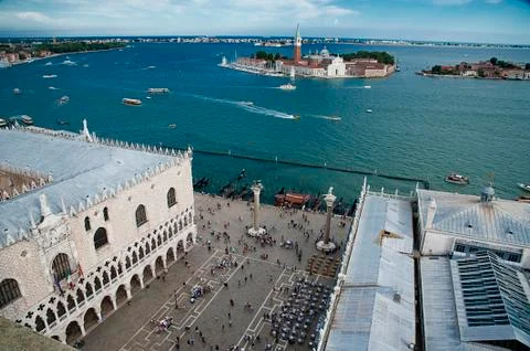 View of the famous saint Mark square in Venice Stock Photos