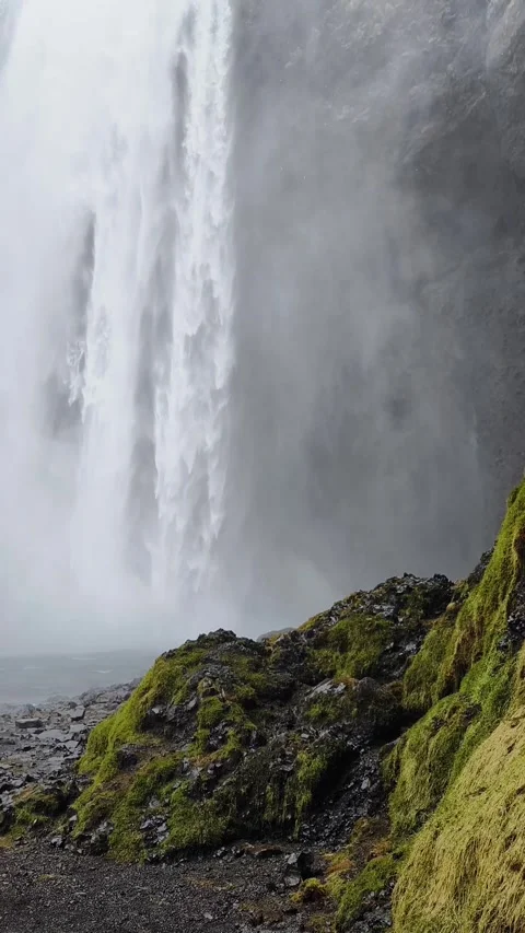 View of famous Skogafoss waterfall Stock Footage 269532491