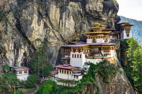 View to Famous Tigers Nest Temple in Bhutan Stock Photos
