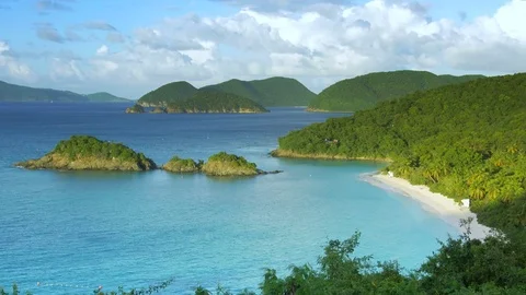 View from famous trunk bay overlook, st john Video stock 73527732
