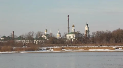 View of the far bank of the Oka River. Video stock 48896703