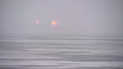 View of far ship from icebreaker Stock Footage 86018648