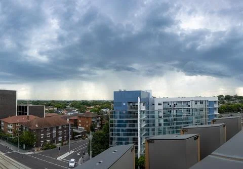 View of fast approaching rain storm Stock Photos