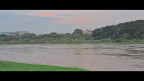 View of the fast flowing river water Stock Footage 289620406