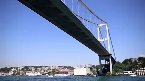 View of Fatih Sultan Mehmet Bridge Stock Footage 148931753
