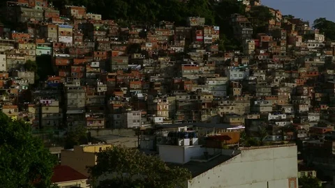 View of favelas at sunrise in rio Stock-Footage 71237700