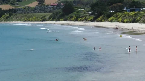 View of the feet, legs facing the Karitane Beach in Dunedin, New Zealand. Stock Footage 120677721