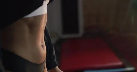 View of female taut press at camera Video stock 126967313