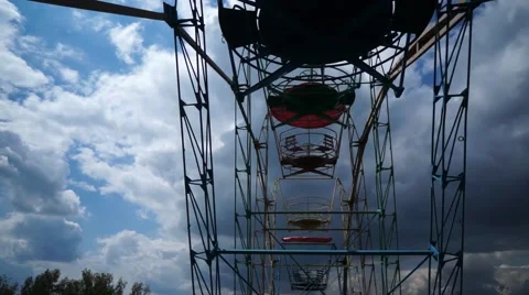 View from ferris wheel going up in a park Stock Footage 53091212