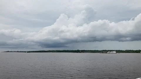 View From Ferry Boat Crossing River with Cloudy Sky in It Stock Footage 232309843