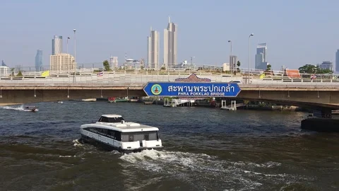 View of ferry boats sailing on the Chao Phraya River. Stock Footage 277568191