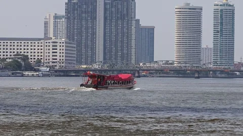 View of ferry boats sailing on the Chao Phraya River. Stock Footage 278014318