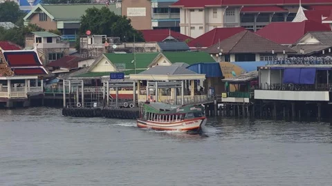 View of ferry boats sailing on the Chao Phraya River. Stock Footage 278017190