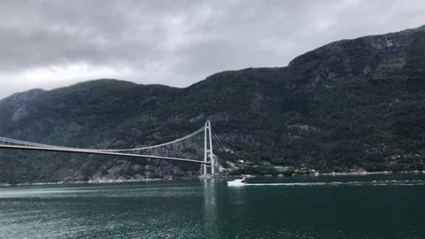 View from the ferry of the Hardanger brua, Hardanger Fjord Stock Footage 116627891