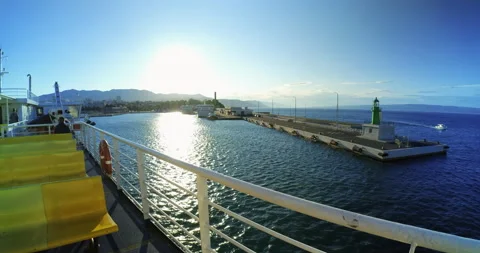 View from the ferry on the lighthouse and the pier in Split, Croatia - DCI 4K Stock Footage 167229754