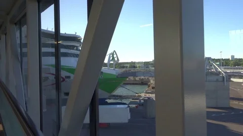 View to the ferry ship from closed ladder Stock Footage 94915000