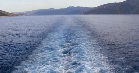 View from the ferry on the waves of the sea Stock Footage 146017289