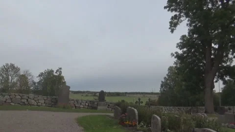 View on a field and graveyard Stock Footage 122205158