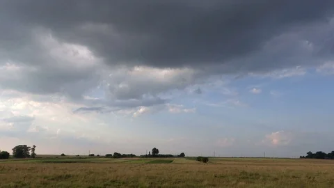 View Of The Field Under The Cloudy Sky Stock Footage 86461560