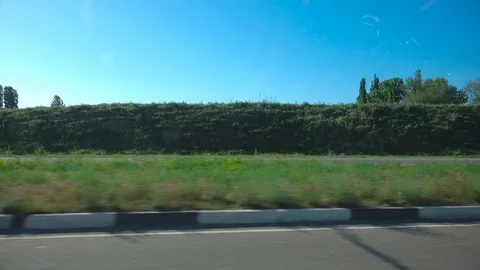 View of the fields and trees from the car Stock-Footage 107688316