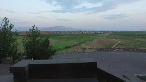 View of the fields from the door Stock-Footage 331741795