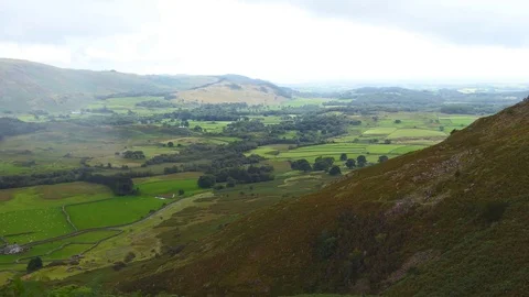 View of the fields from the mountain. Stock Footage 81001290