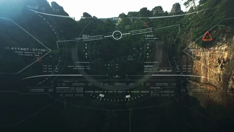 View from the fighter plane cockpit head up display Video stock 105095264